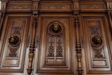 Classic Wood Carving Design on Wooden Cabinet